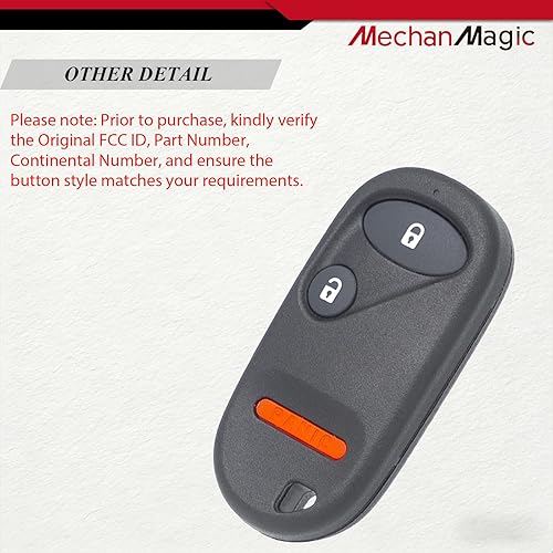 Miniatura 7 de MechanMagic Llavero de repuesto para control remoto se ajusta para Honda Civic EX LX DX 2001 2002 2003 2004 2005 / Honda Pilot 2003 2004 2005 2006