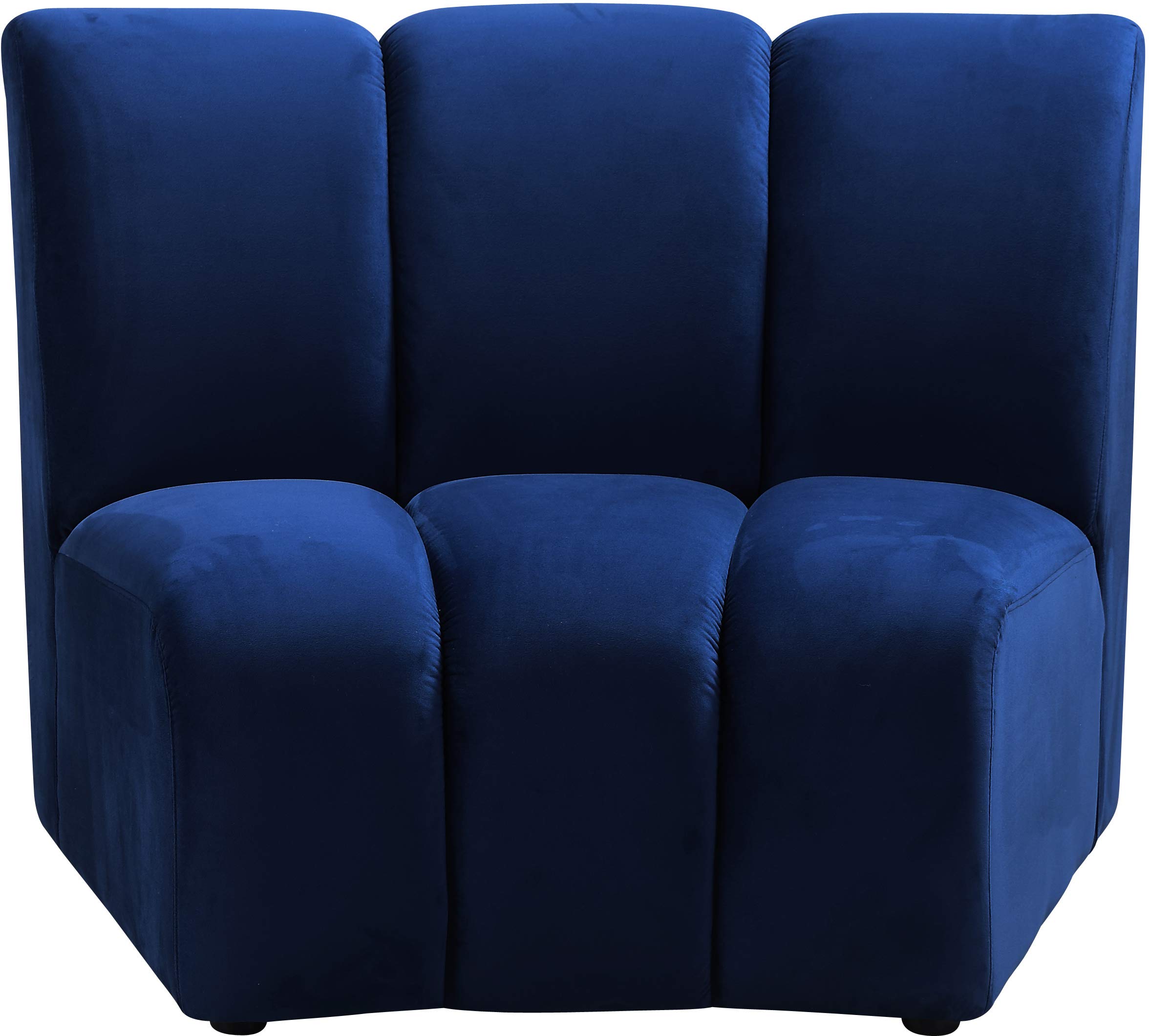 Meridian Furniture Infinity Collection Modern | Contemporary Velvet Upholstered Modular Chair with Luxurious Deep Channel Tufting, 1 Piece, Navy