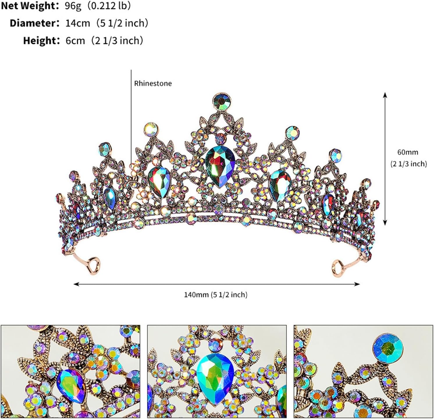 Crown for Women Bridal Crown Tiara Birthday Party Wedding Prom Accessory for Birthday Prom Party