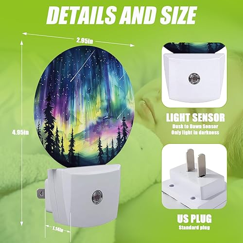 Miniatura 2 de Aurora Forest - Luz nocturna enchufable con sensor de atardecer a amanecer para dormitorio, baño y sala de estar, lámpara apta para dormir