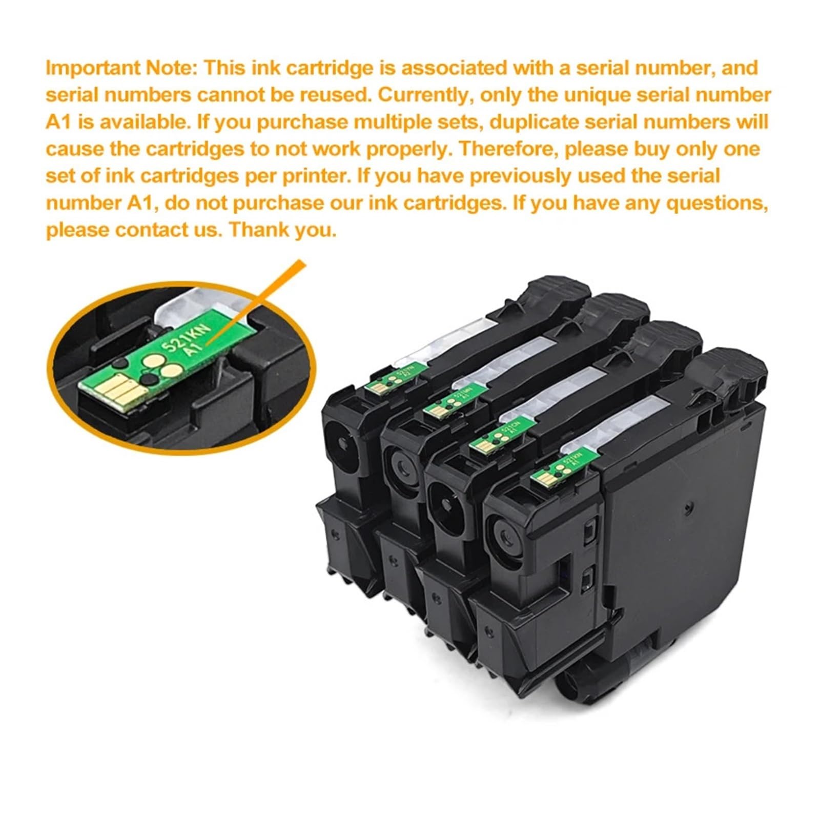 1 SET compatibile con Brother, inchiostro LC521