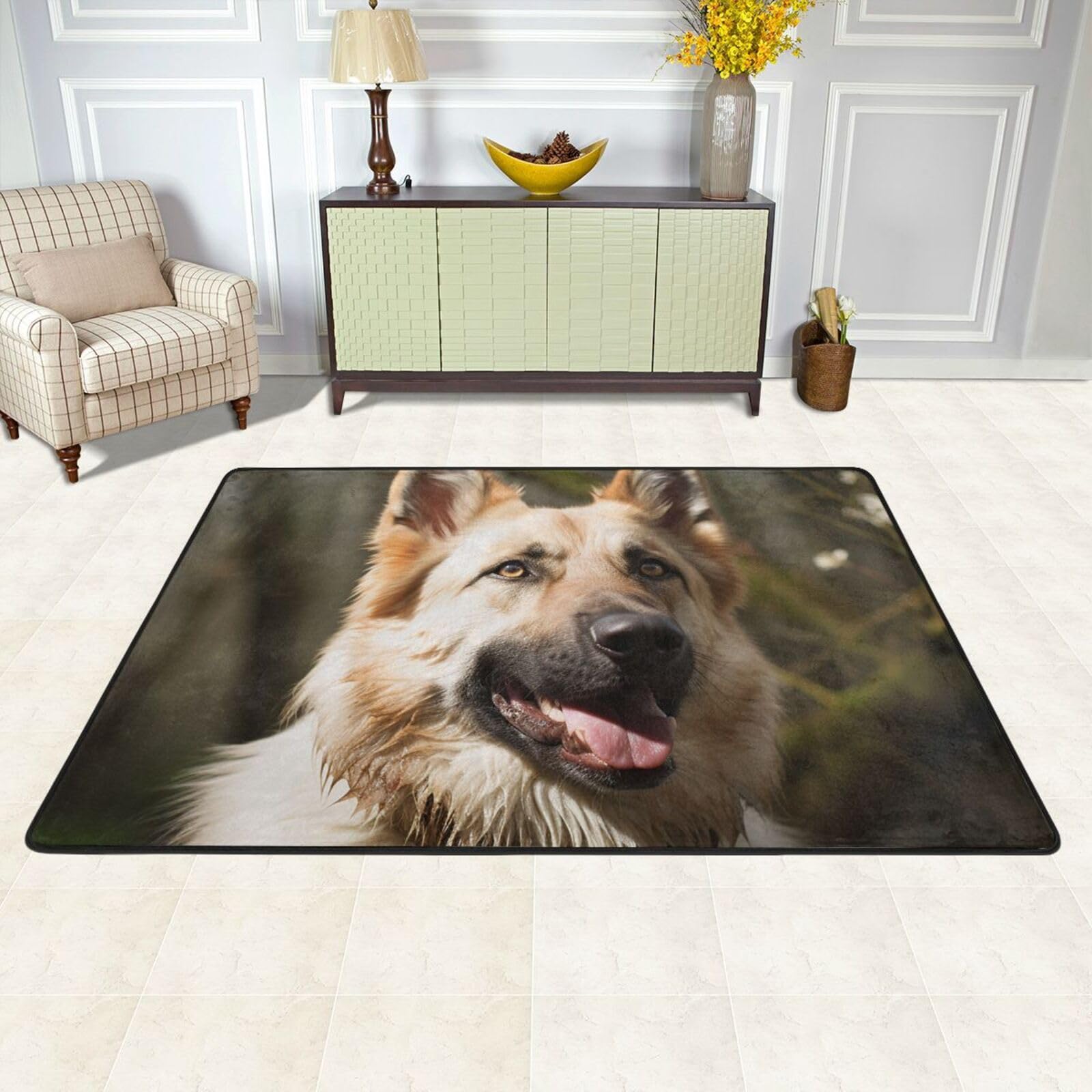 Tapis de sol antidérapant et lavable 91x61 cm berger allemand
