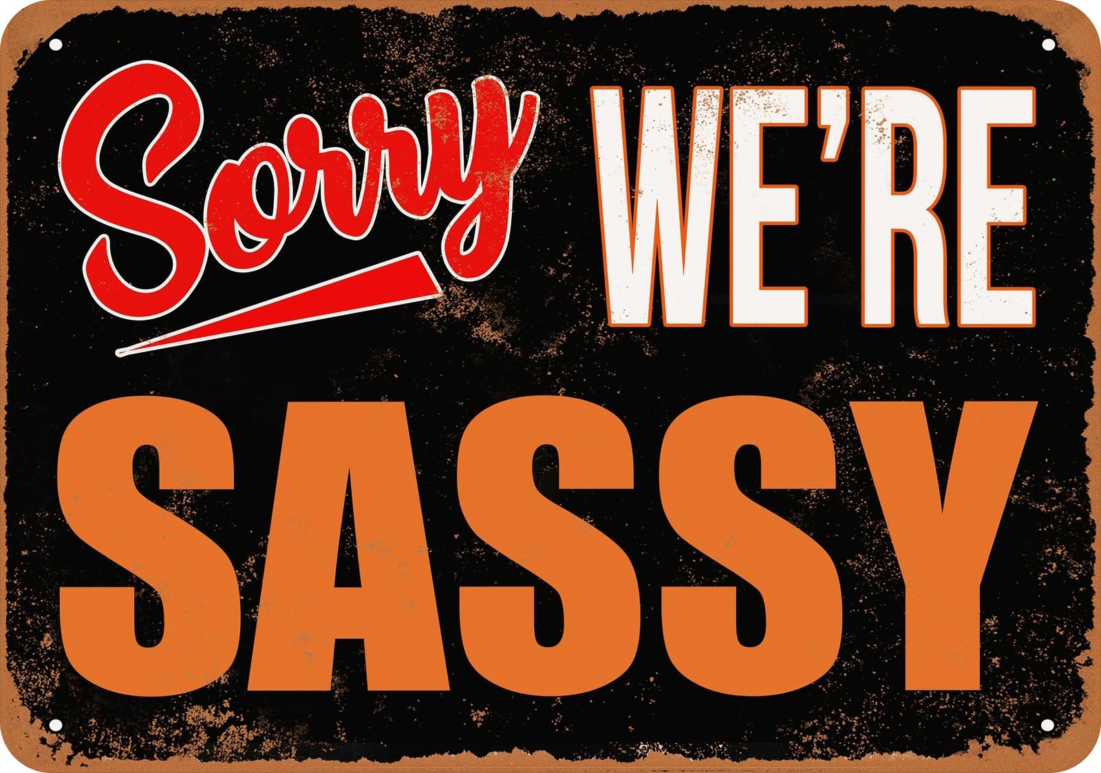 Metal Sign - SORRY, WE'RE SASSY - Vintage Look home decor