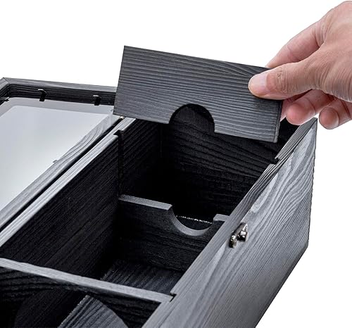 Miniatura 3 de MyGift Caja de regalo de botella de vino de madera maciza lavada de color blanco desgastado con tapa con pestillo, funda decorativa de