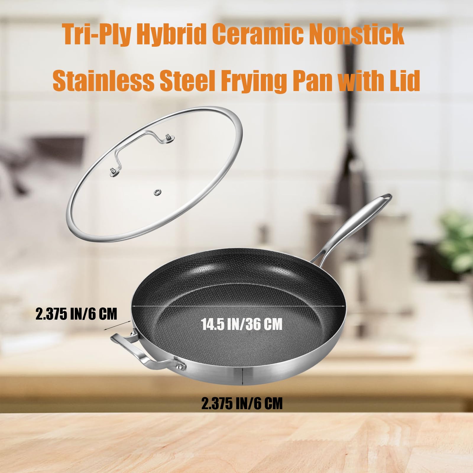Inqibee 14.5" Ceramic Nonstick Chef's Pan -9
