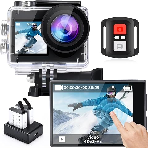 icefox Cámara Deportiva 4K 60FPS 20MP, Cámara Acuática Sumergible con EIS, Zoom 5X, Control Remoto WiFi, App para Editar Video y Fotos, Ideal para Ciclismo, Buceo y Natación