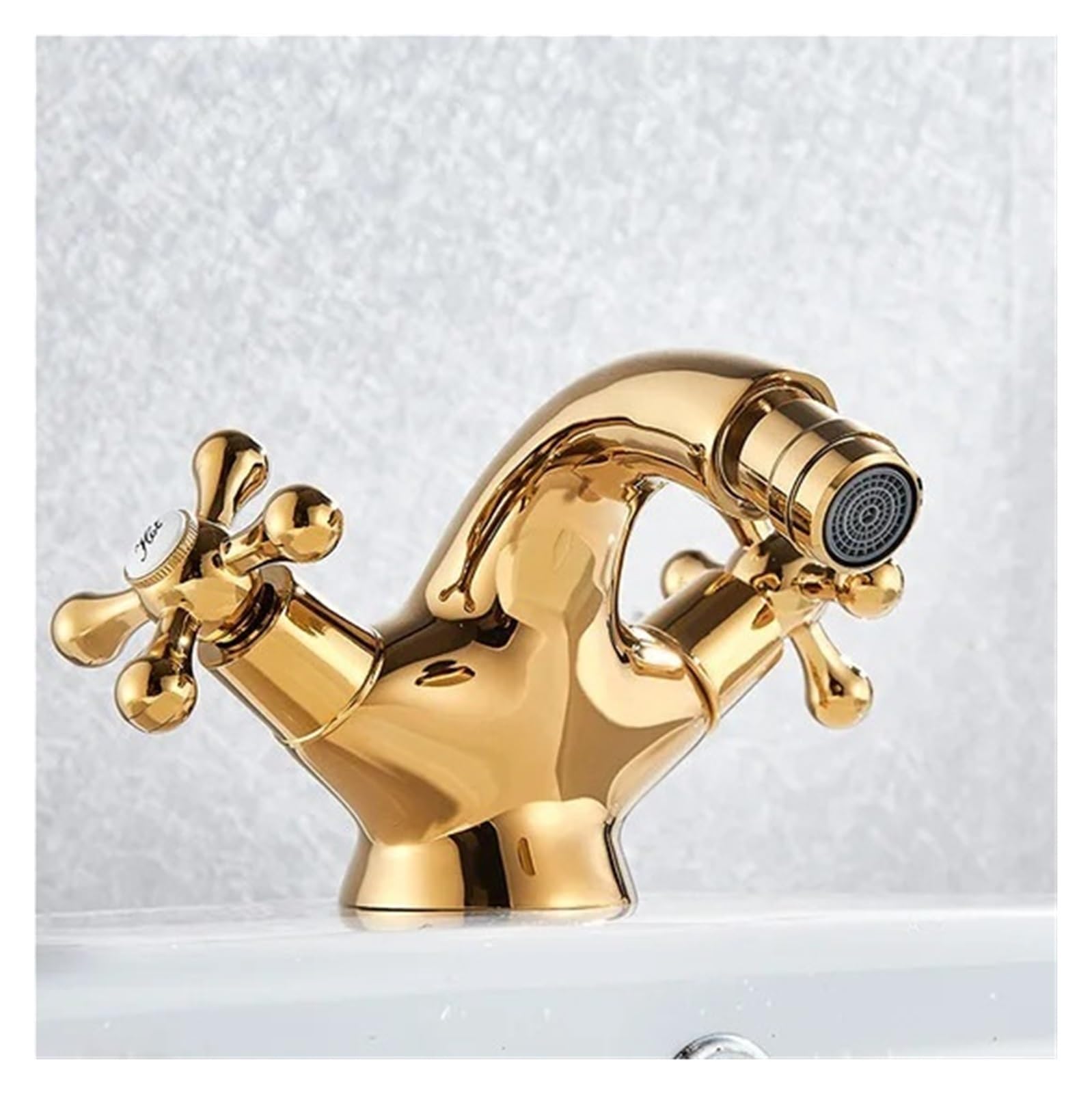 Grifo de ducha antiguo dorado de alta gama y doble mando clásico para baño exclusivo
