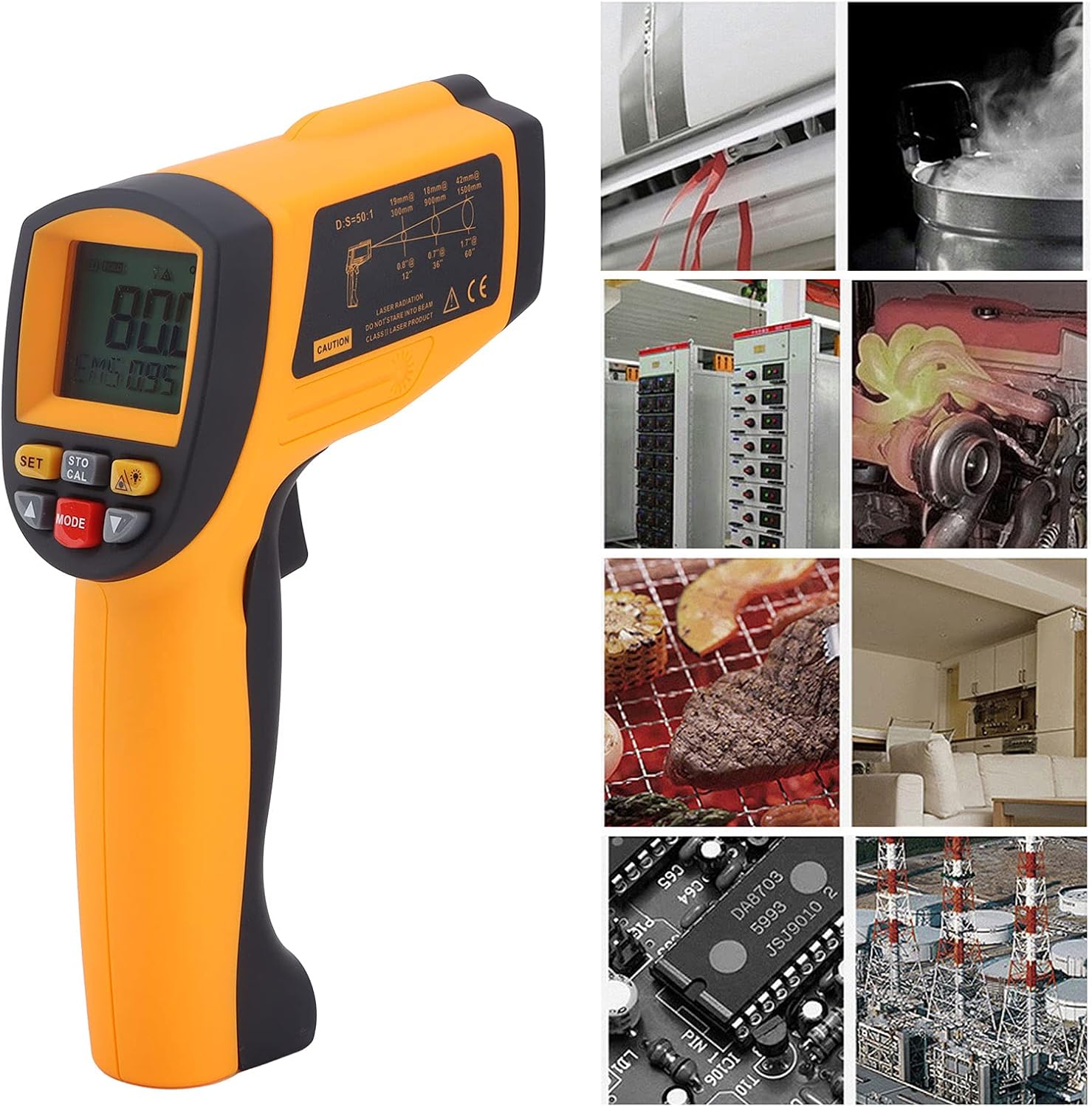 Fafeicy Infrared Thermometer, Thermometer Digital Temperature with LCD Backlight Displa for Industrial Temperature Measurement