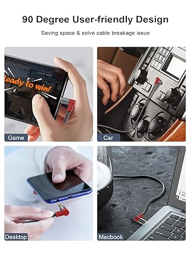 Miniatura 5 de Cable de audio de 0.138 in de 3 pies, conector de auriculares a conector de auriculares, cable auxiliar de 90 grados, cable auxiliar macho a macho,