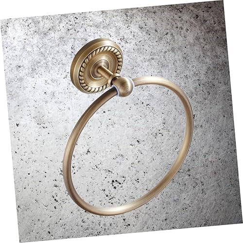 Miniatura 2 de Antique Brushed Brass Towel Ring Hanging Towel Rack Wall Mounted Round Bathroom Accessory for Home Hotel School Bathroom Decor