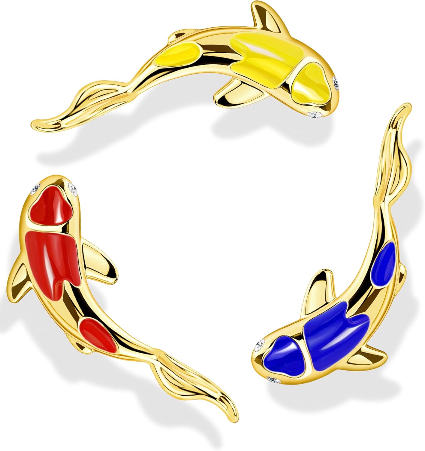 Jewseen Lucky Koi Stud Earring for Auricular Cartilage Lip Helix Tragus 925 Sterling Silver Zircon 16g 6mm Internal Threaded Fine Piercing Jewelry