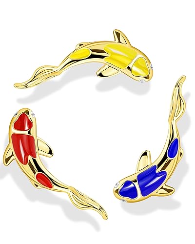 Jewseen Lucky Koi Stud Earring for Auricular Cartilage Lip Helix