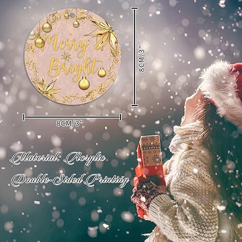 Vista 59 de Christmas Ornament Merry Christmas Y'all Ornament for Christmas Tree Decor Gold Snowflake Ball Wreath Xmas Tree Decorations 3in Acrylic Ornament