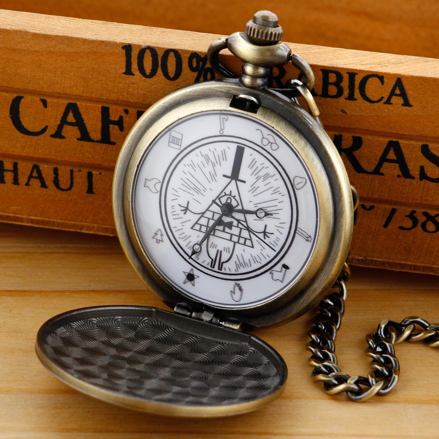 Animal Patch Pocket Watch, Carved Animal Design Patch Pocket Watch for Men, Men's Pocket Watch with Waist Chain