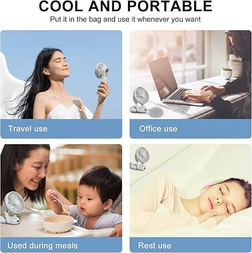 Miniatura 7 de SiuSiuG Mini ventilador de mano plegable con banco de energía batería recargable de 10000 mAh 96 horas de funcionamiento 3 velocidades