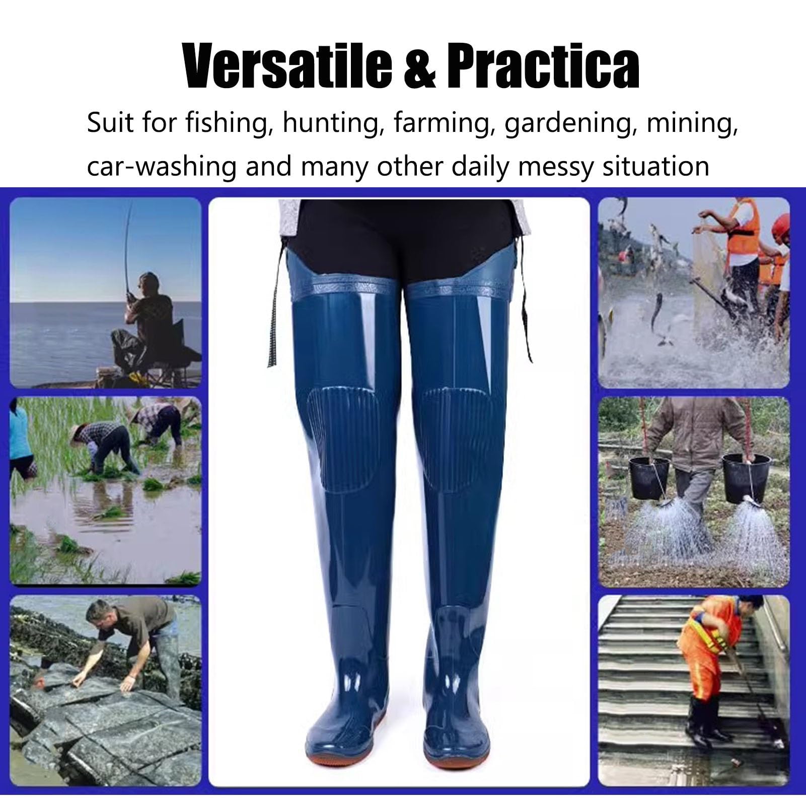 Watstiefel Hip Wader PVC Leichte wasserdichte Angelstiefel Mit Dicker, Rutschfester Oxford-Sohle Für Männer Und Frauen
