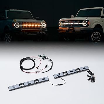 Putco Luminix LED Grille Emblem, Fits 2021-2027 Ford Bronco, w/Front Camera - Amber & White