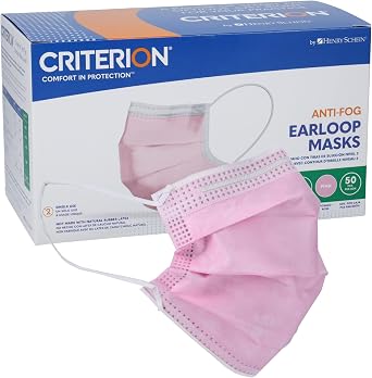 Criterion ASTM Level 3 Disposable Face Mask Anti-Fog, Mask, 3-Ply, Fluid Resistant, Latex-Free, Flat Earloop, Adult, 50/Box