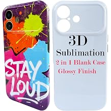 JUSTRY 5-Pack 2-in-1 3D Sublimation Blanks Phone Case for iPhone 11, Glossy Outer Hard Plastic Case + Soft TPU Inner, Dual-Layer, Wireless Charging Compatible, 3D Vacuum Heat Press Required