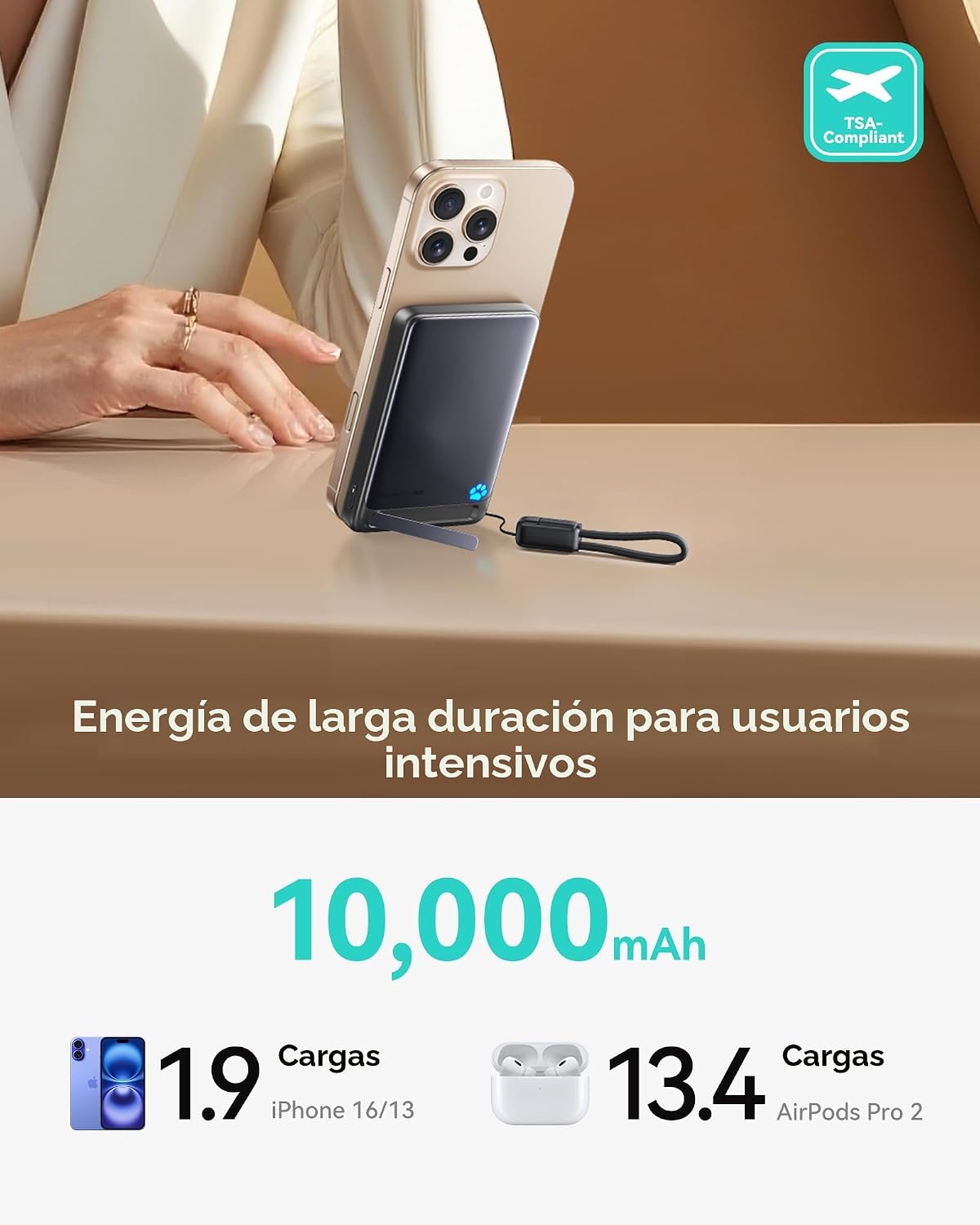 INIU para MagSafe Qi2 15W Power Bank, Ultrafino 10000mAh Bateria Portatil 6