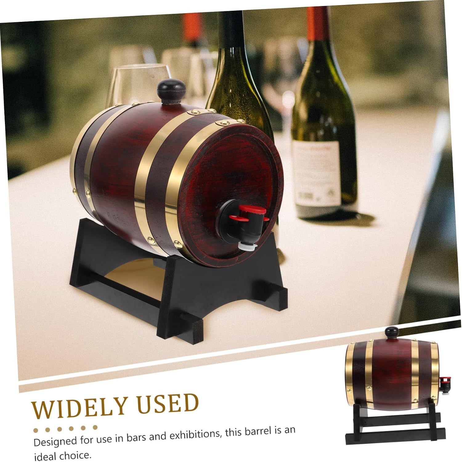 Vintage Wooden Wine Barrel 1l for Beer Aging, Bar Display Piece