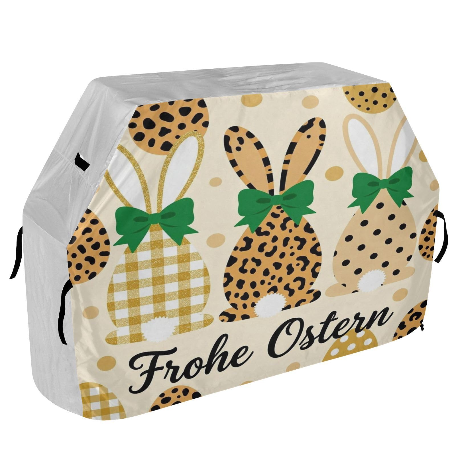 Duży pokrowiec na grilla 150 cm, wytrzymały, odporny na rozdarcie, odporny na blaknięcie materiał do użytku na zewnątrz, duży pokrowiec na grilla Happy Easter Bunnies Vintage Leo