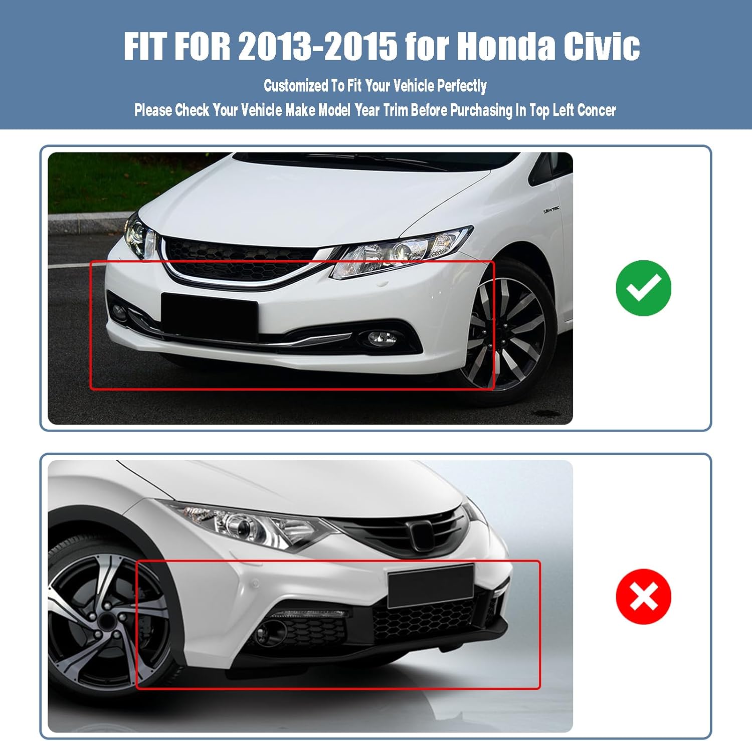 front bumper lip fit for honda civic sedan dx/ex/ex-l/hf/lx/natural gas/touring 2013-2015,for honda civic sedan se 2015 3-piece spoiler air chin body kit splitter glossy black