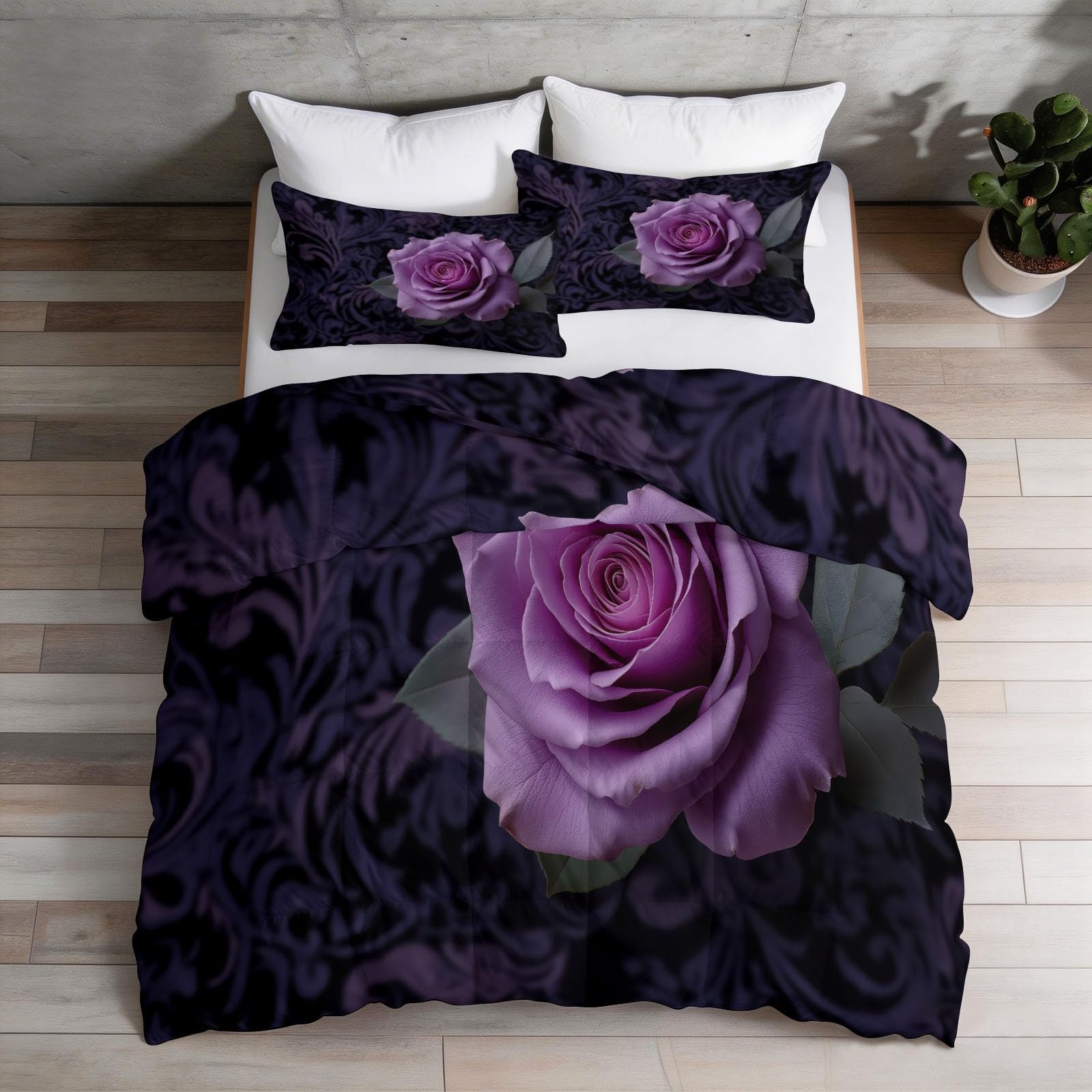 Colcha Estampado Sutil de Rosas de Lujo Cubrecama Ligera Fina Entretiempo Extra Suave 220 x 240 cm Transpirable de Cama de Colchas Acolchadas de Microfibra Colcha a con Púrpura