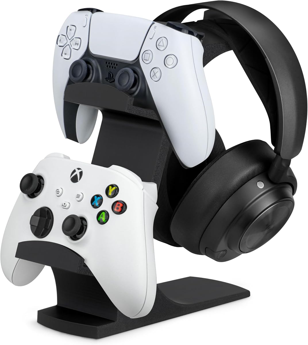 The Gravitas - Headphone Stand & Game Controller Holder for Desk - Universal Design for All Types of Headsets & Gamepads (Black)