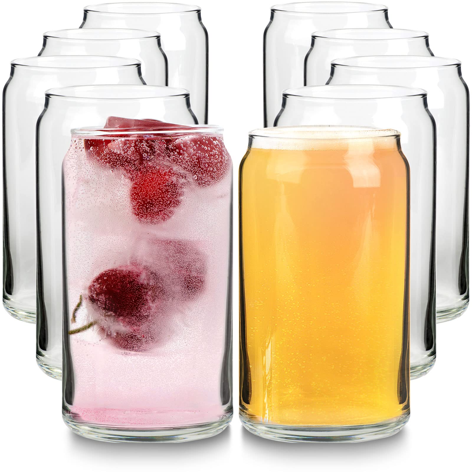 Mainstream Source® Can Shaped Drinking Glasses – 16 oz Drinking Glasses and Perfect Whiskey Beer Glasses, Cocktail Glasses, Glass Coffee Cups or Glass Tumblers, Set of 10 Glasses