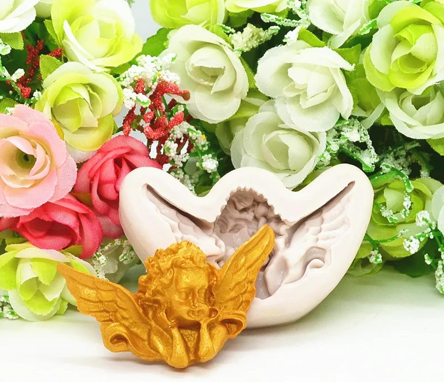 Silicone Making Mold,Fondant Mold,Wings Angel Silicone Mold Resin Kitchen Baking Tool Dessert Chocolate Lace Decoration Cake Fondant Moulds Accessories 9.1x4.8cm