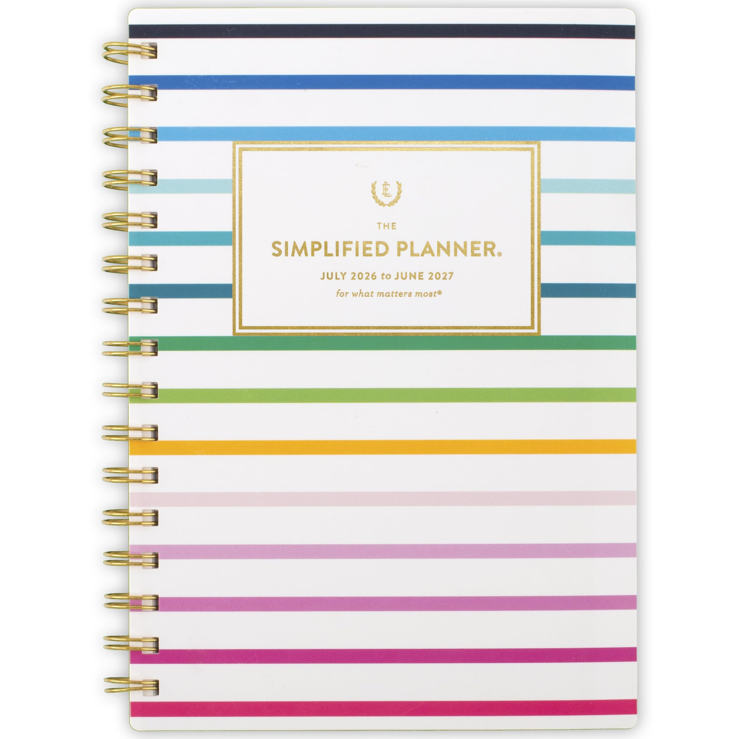 AT-A-GLANCE Planner 2026-2027 Weekly & Monthly Academic 12-Month July-June, 5-1/2" x 8-1/2", Simplified by Emily Ley, Happy Stripe (EL49-200A)