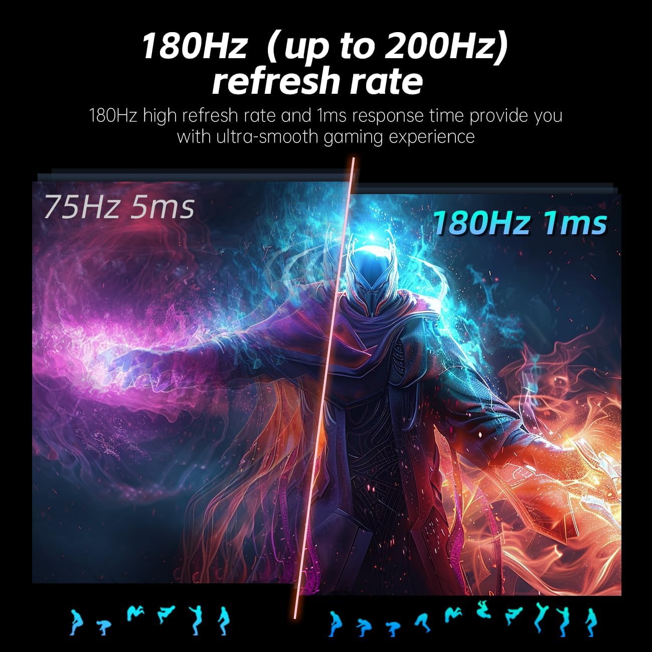 KTC 24.5'' Gaming Monitor, FHD 1080P 180Hz (Up to 200Hz) Fast IPS 128% sRGB Computer Monitor, HDR10, Adaptive Sync, Eye Care PC Gamer Monitor, HDMIx2, DP, VESA Mountable, Tilt Adjustable, H25T7 25 FHD Fast IPS 180Hz BLACK image 2 of 6 B0D7BQZZCN