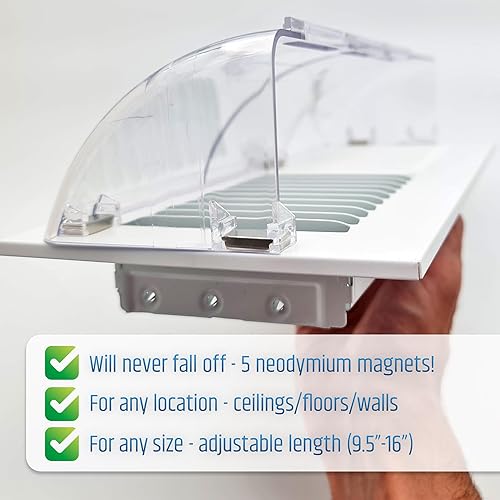 Miniatura 9 de Potente deflector magnético de aire y calor para techo, piso y pared, nunca se caerá, ajustable de 9.2 a 16 pulgadas, imanes de neodimio súper
