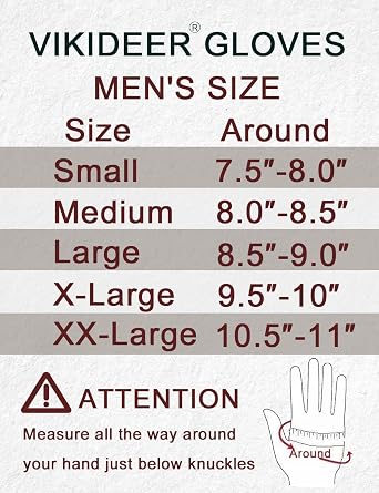 VIKIDEER Handsome Leather Gloves for Men Lambskin with Plush Lining Touchscreen Driving Gloves