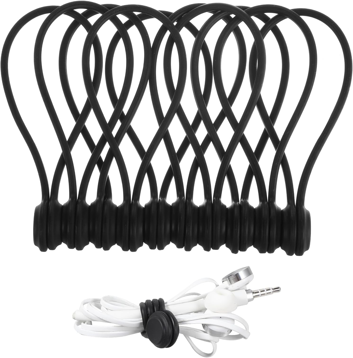 Lusofie 10 PCS Magnetic Cable Ties Reusable Silicone Magnetic Cord Ties Cable Organizer for Organizing, Bookmark Whiteboard Fridge Magnets