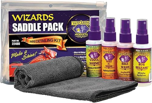 Wizards Kit limpiador de motocicleta – 5 piezas accesorios de motocicleta paquete de sillín – Suministros para detalles de motocicleta – Limpiador
