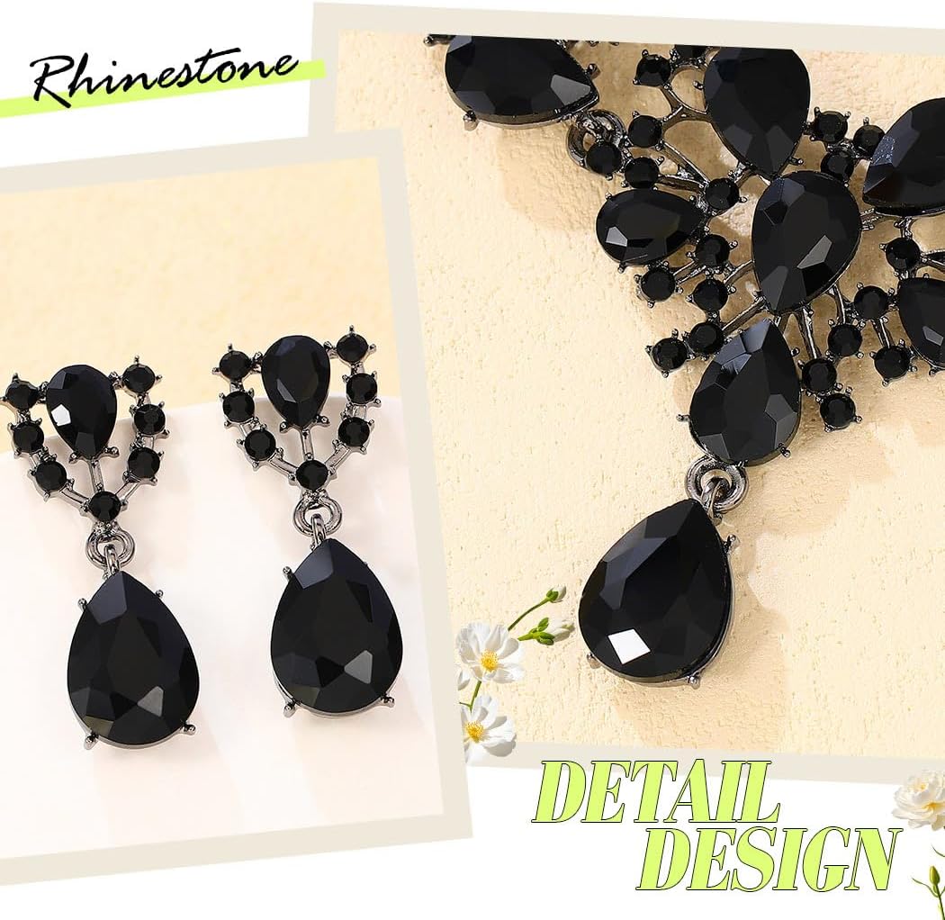 EARENT Black Necklace and Earring Set Rhinestone Necklace for Women - Image 6