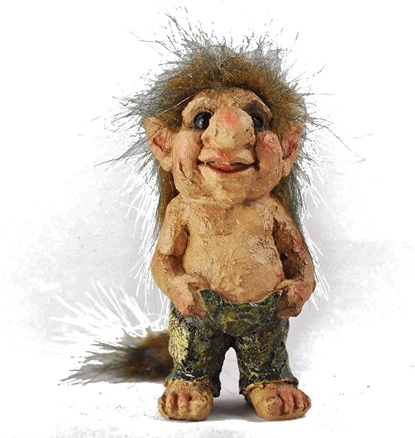 Prezents.com Resin Troll Holding Pants Up Sculpture Small Novelty Gift Unique Home Fantasy Home Decor H8cm