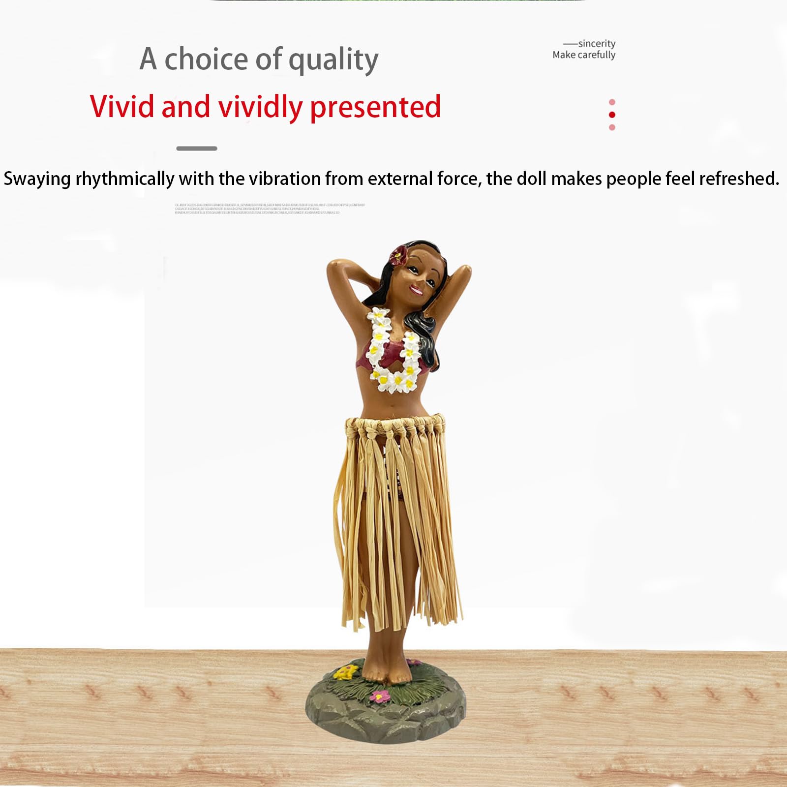 Sunbilien Dancing grass skirt girl dashboard doll, dancing girl, car bedroom queuing kitchen living room decoration - Image 2