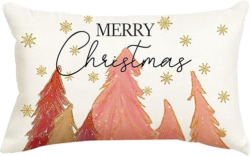 Fundas de almohada de Navidad de 12 x 20 pulgadas, diseño de copo de nieve de árbol de Navidad, decoración de vacaciones, funda de cojín para el disponible en Yaxa Peru