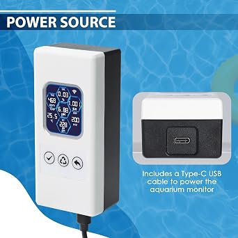Smart Water Quality Tester Wireless WiFi Multi-Parameter Water Quality Meter for pH/ORP/TDS/EC/Salinity/SG/Temp Monitoring Real-Time Alerts with App Connection for Aquarium, Saltwater Nano Fish Tank