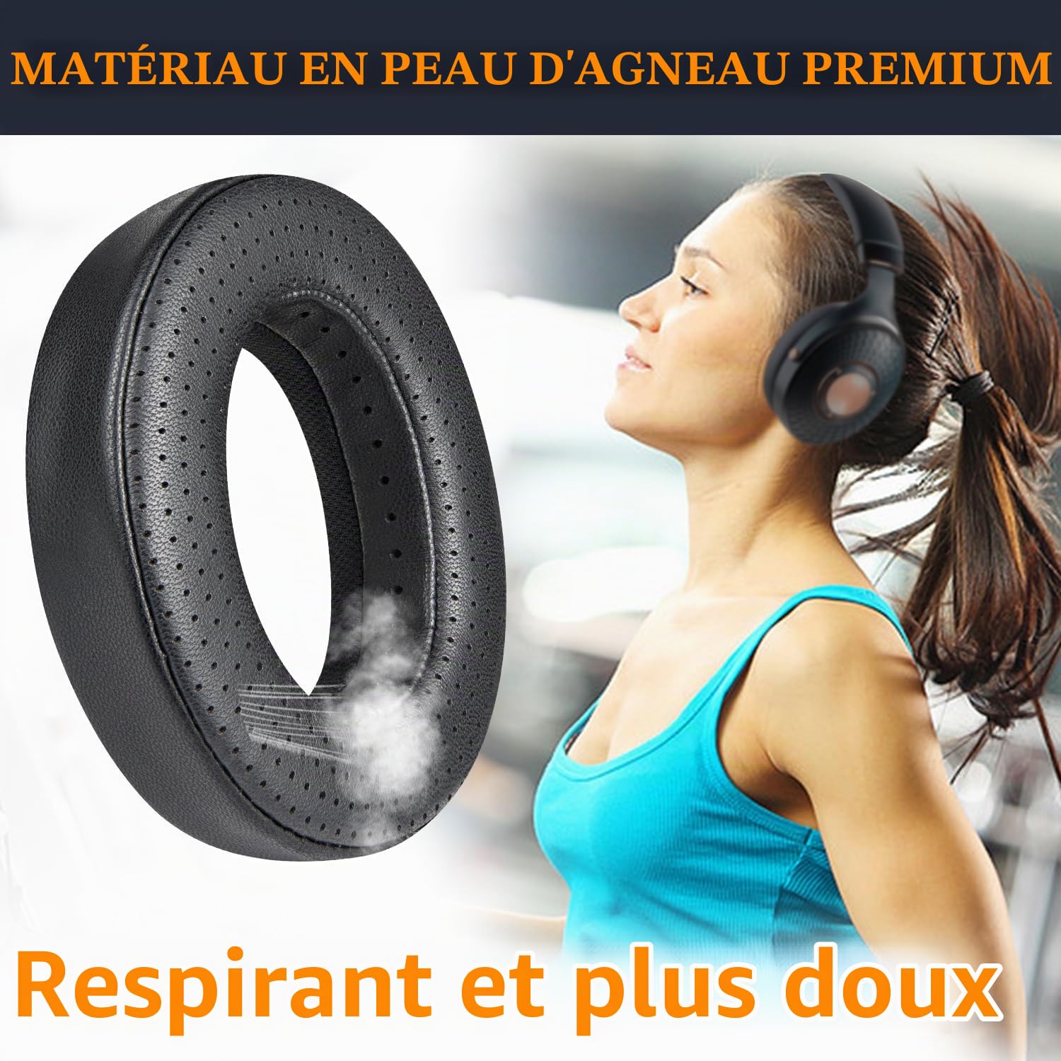 SOULWIT Coussinets d'oreille Peau d'agneau pour Focal Clear/Clear MG/Utopia/Elegia/Elex/Stellia/Celestee/Radiance Casques, Coussin avec Mousse à Mémoire de Forme Haute Densité