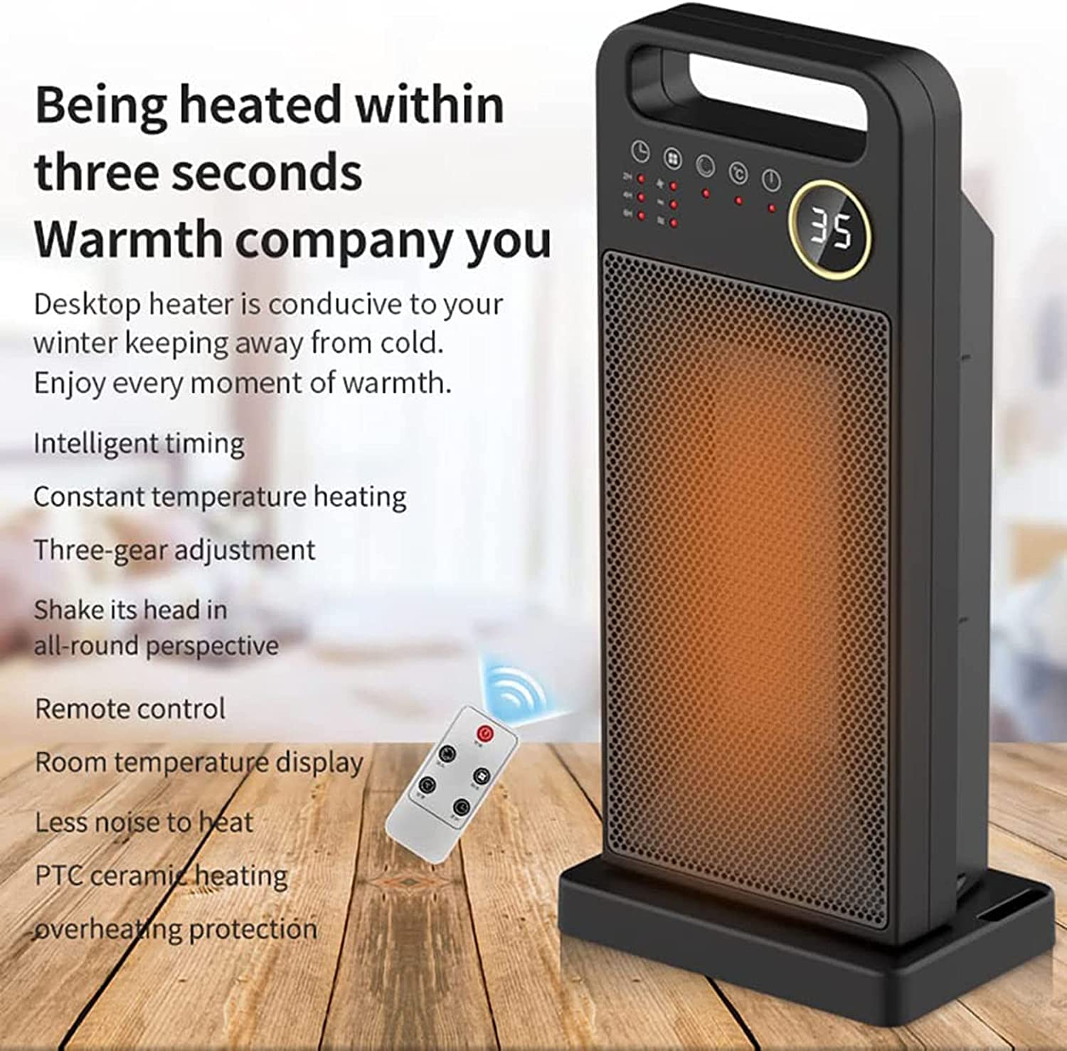 Fan Heater 2000W With LED Touch Screen And Remote Control Adjustable PTC  Ceramic Heater Electric Heater Energy Saving : Amazon.co.uk: Home u0026 Kitchen