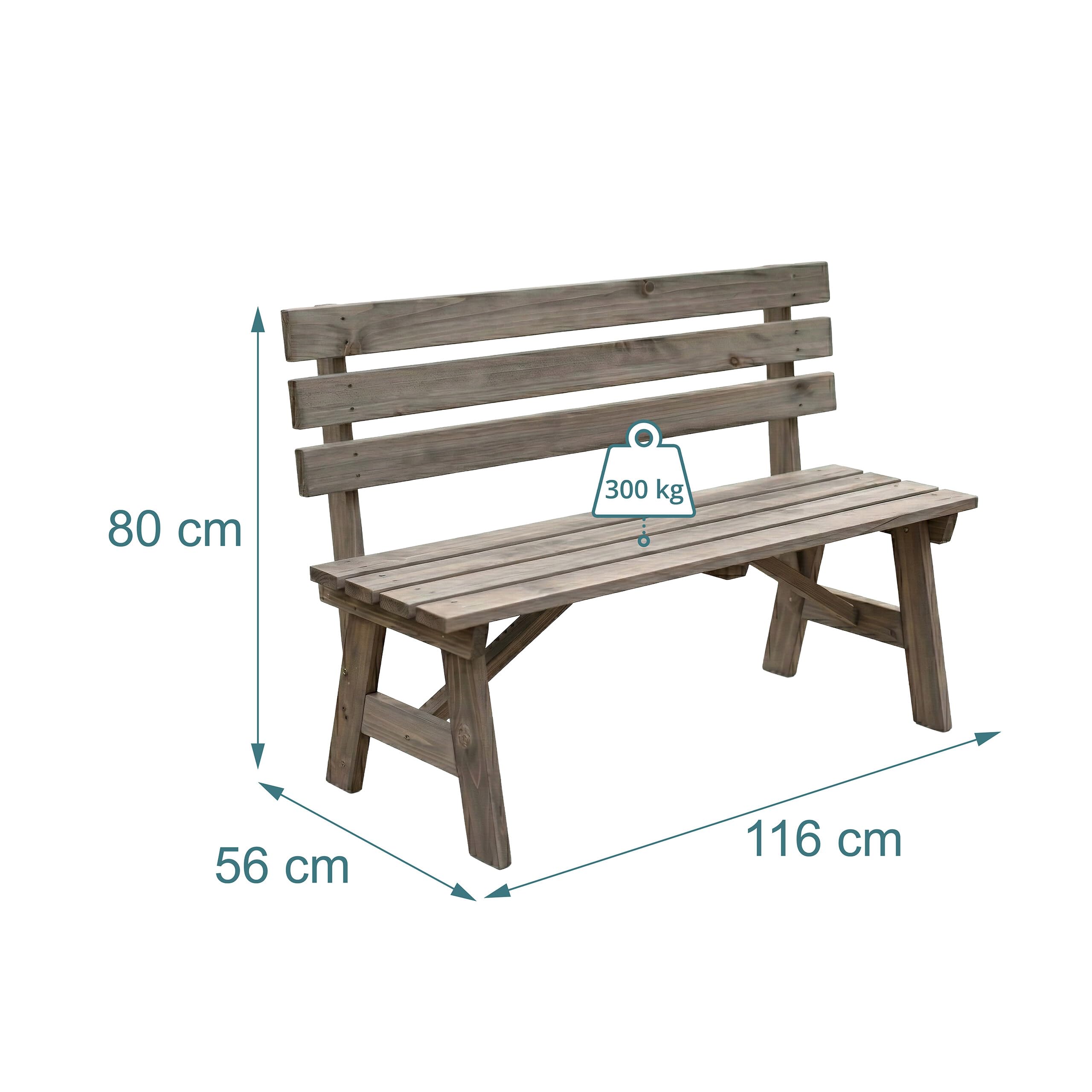 Relaxdays Panchina 2 posti con schienale, abete, marrone | per terrazza/balcone, HBT: 80 x 116 x 56 cm