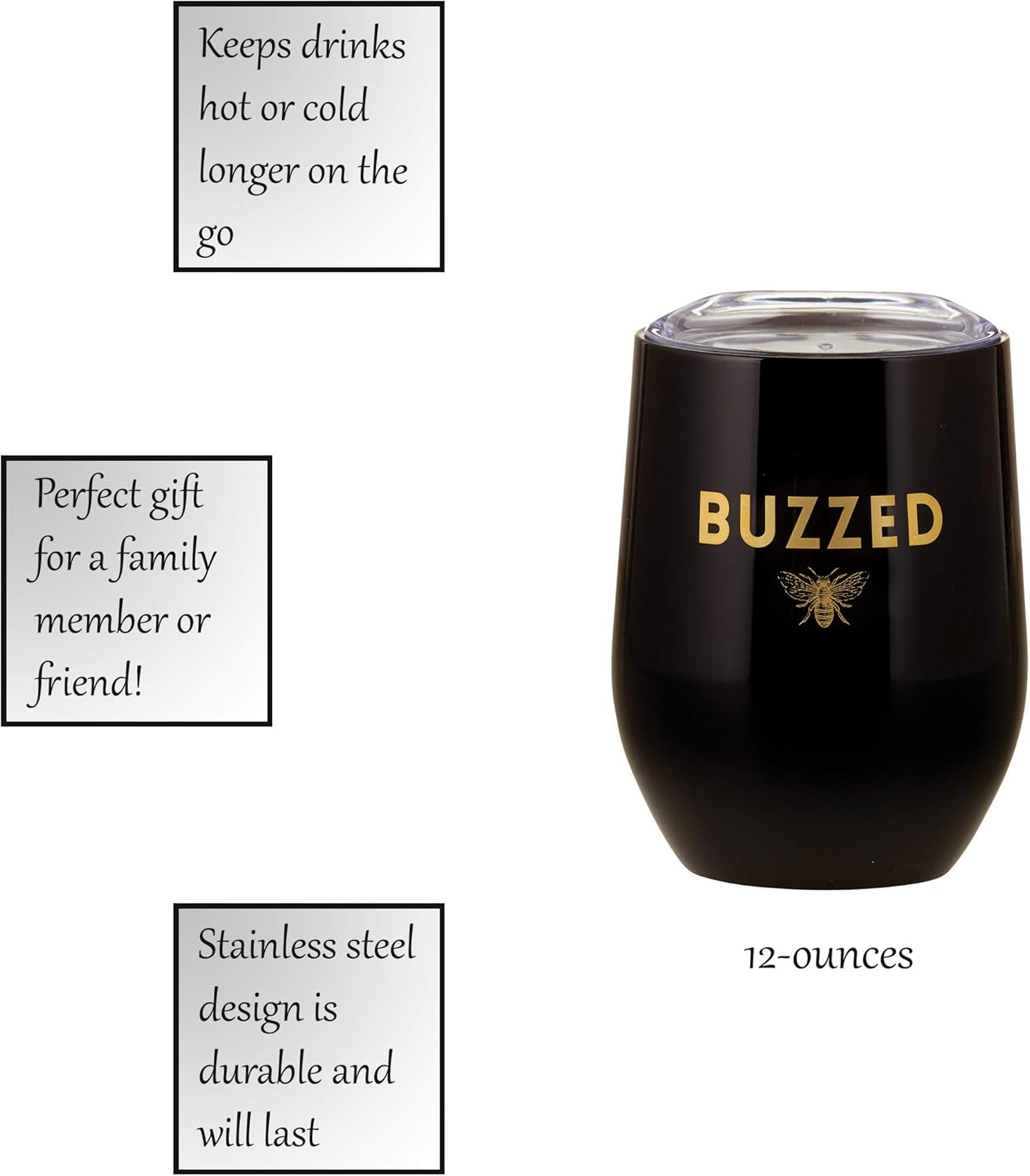 Santa Barbara Design Studio Creative Brands Sippin' Pretty Stainless Steel Insulated Wine Tumbler, 12-Ounce, Buzzed