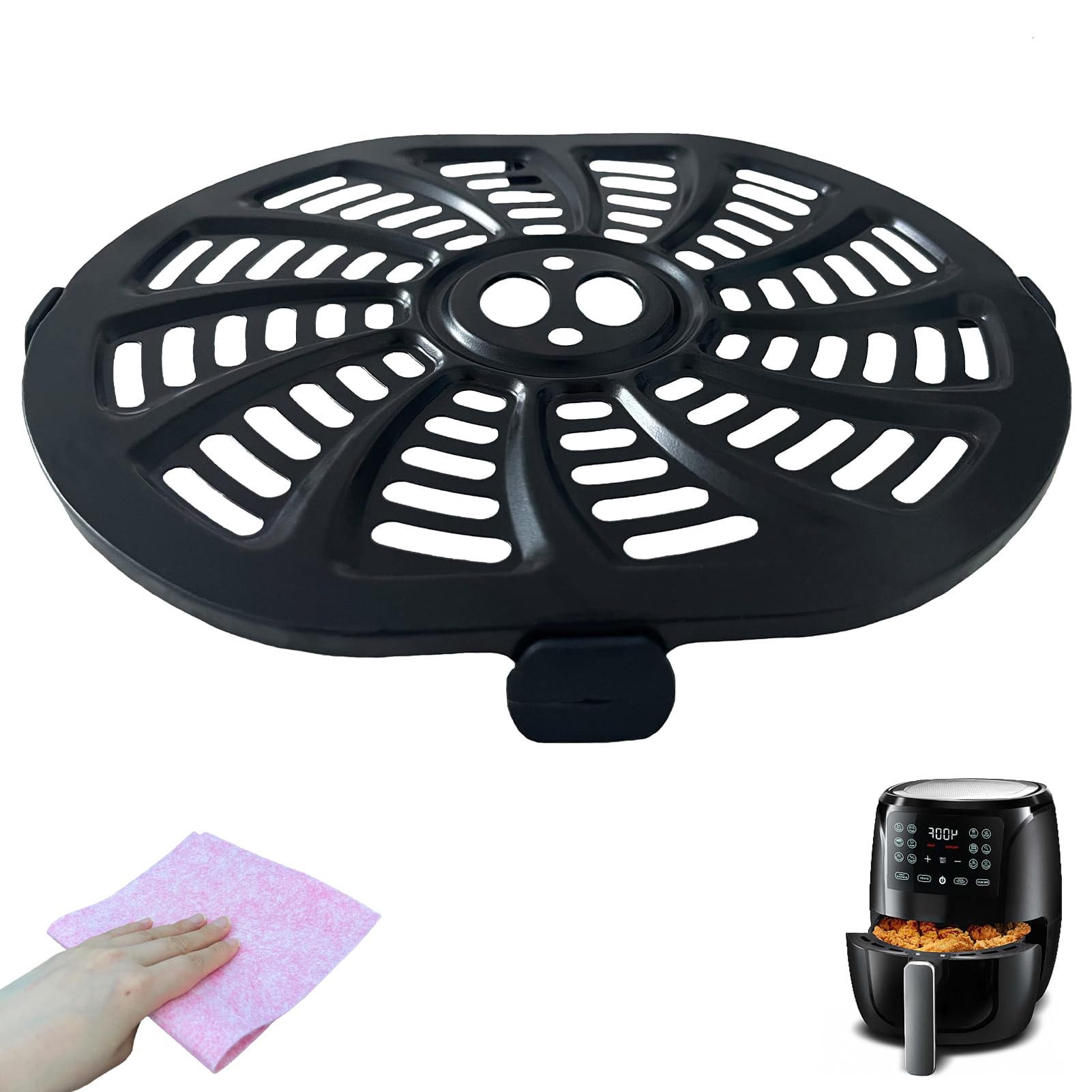 HEISENLIN 4QT Air Fryer Grill Plate for Gourmia GAF486 4 Quart Digital Air Fryers, Upgraded Grill Pan Crisping Plate Tray Rack Shelf Grate Grid for Gourmia Air Fryer, Nonstick, Dishwasher Safe