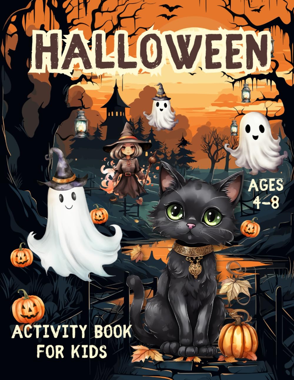 Halloween Activity Book For Kids Ages 4-8: Draw And Match, Mazes, Sudoku, Secret Code, Copy The Picture, Word Searches, Coloring Pages, And More