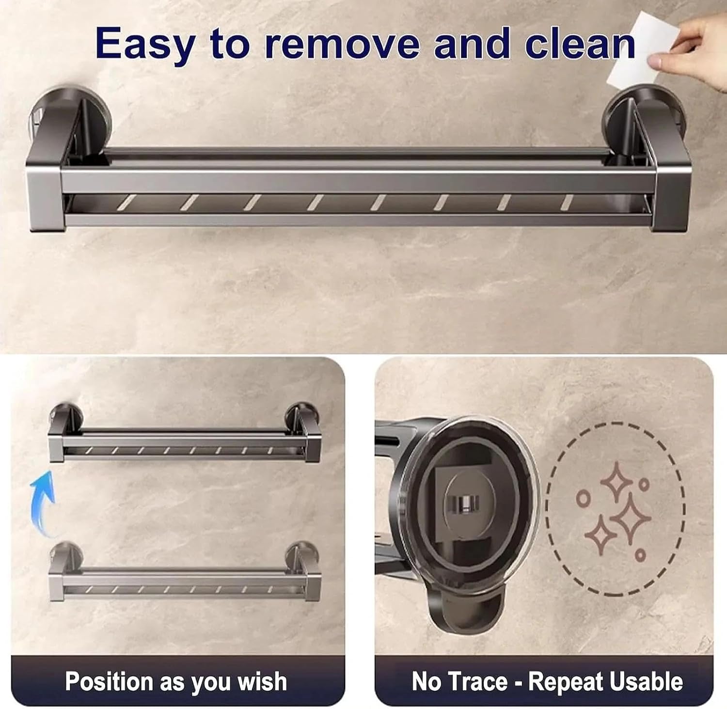 Concealed Suction Cup Shelf, No Drilling, Heavy Duty Wall-Mounted Organizer for Bathroom and Kitchen Storage(30cm)