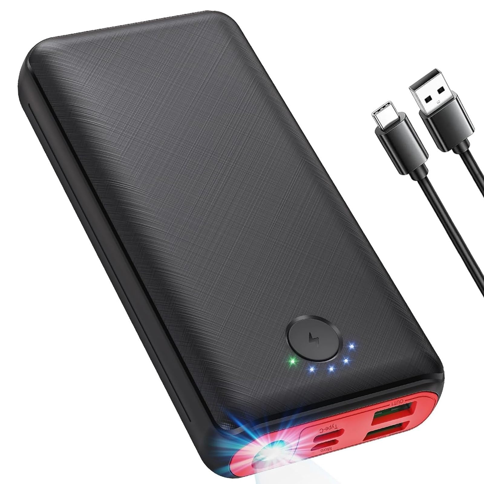 Power Bank 27000mAh Powerbank Fast Charging 22.5W QC 4.0 Portable Charger with Outputs Inputs Flashlight USB C Battery Pack